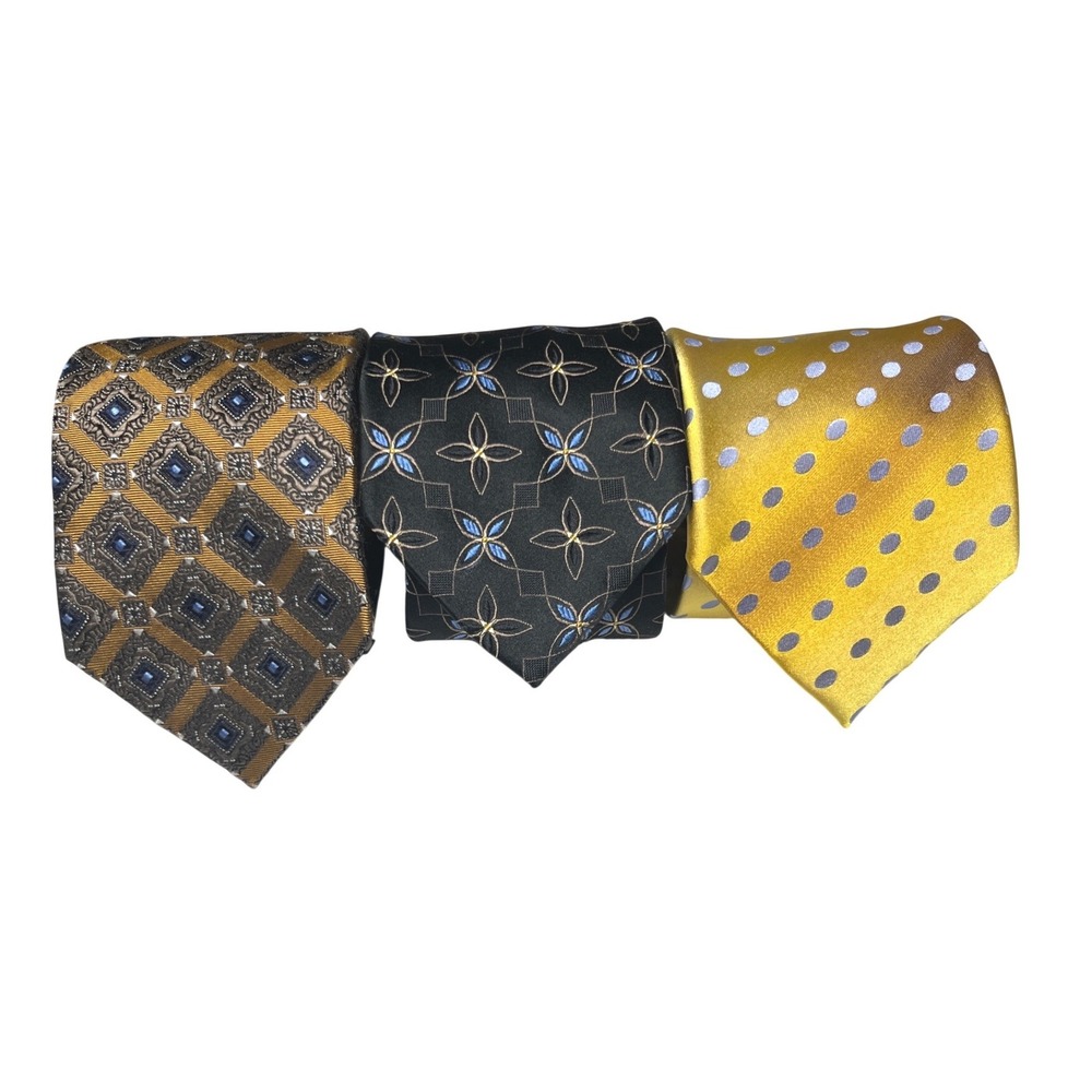 Silk Tie Lot 3 Jos A Bank Hermoso Geometric Floral Polka‎ Dot Mens Neckties
